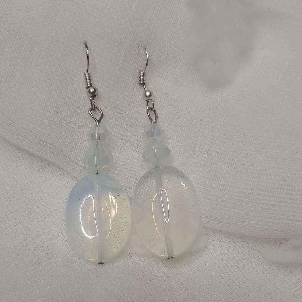 Chic Silver and White Drop Earrings